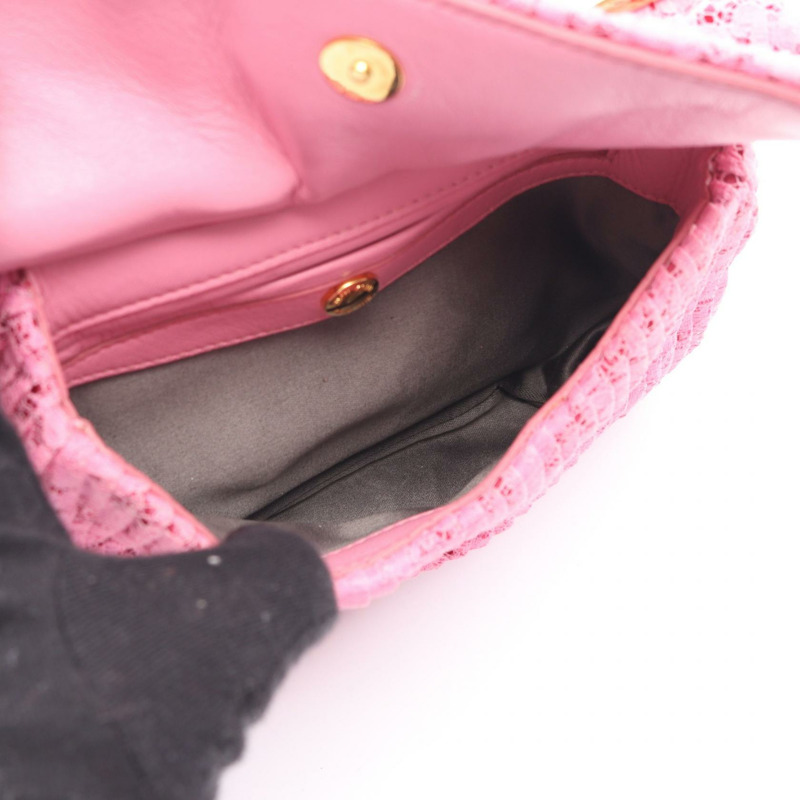 Miu Miu 粉紅皮革斜背單肩包,二手女款,金色五金配件-3