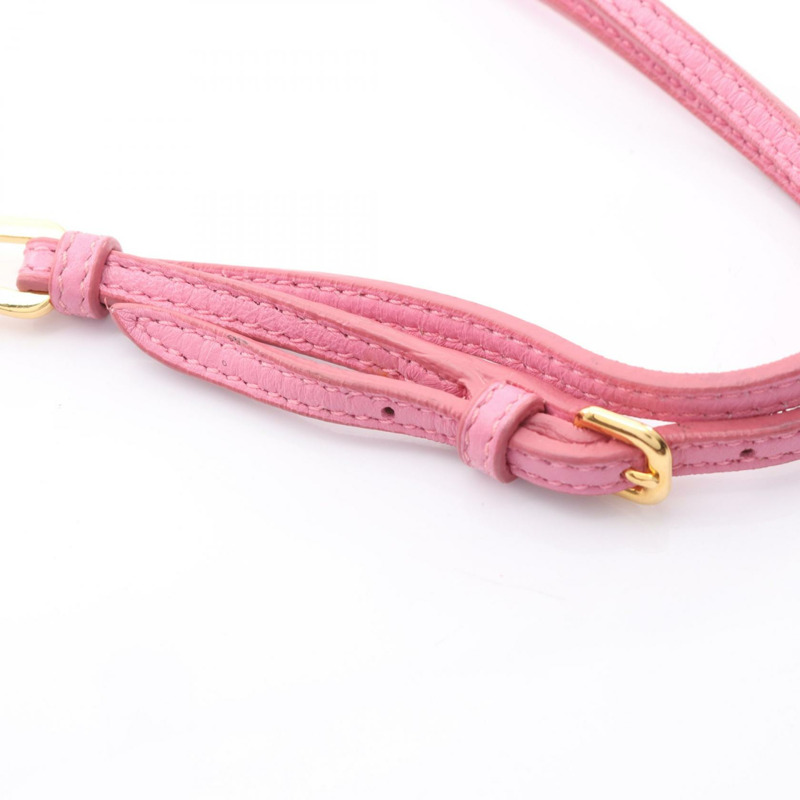 Miu Miu 粉紅皮革斜背單肩包,二手女款,金色五金配件-6