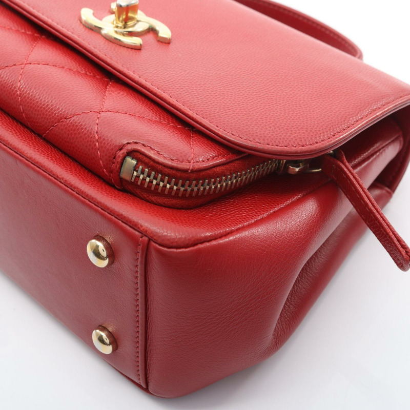 香奈兒 Business Affinity Matelasse 斜背包 A93749 皮革 紅色 GHW CC-6