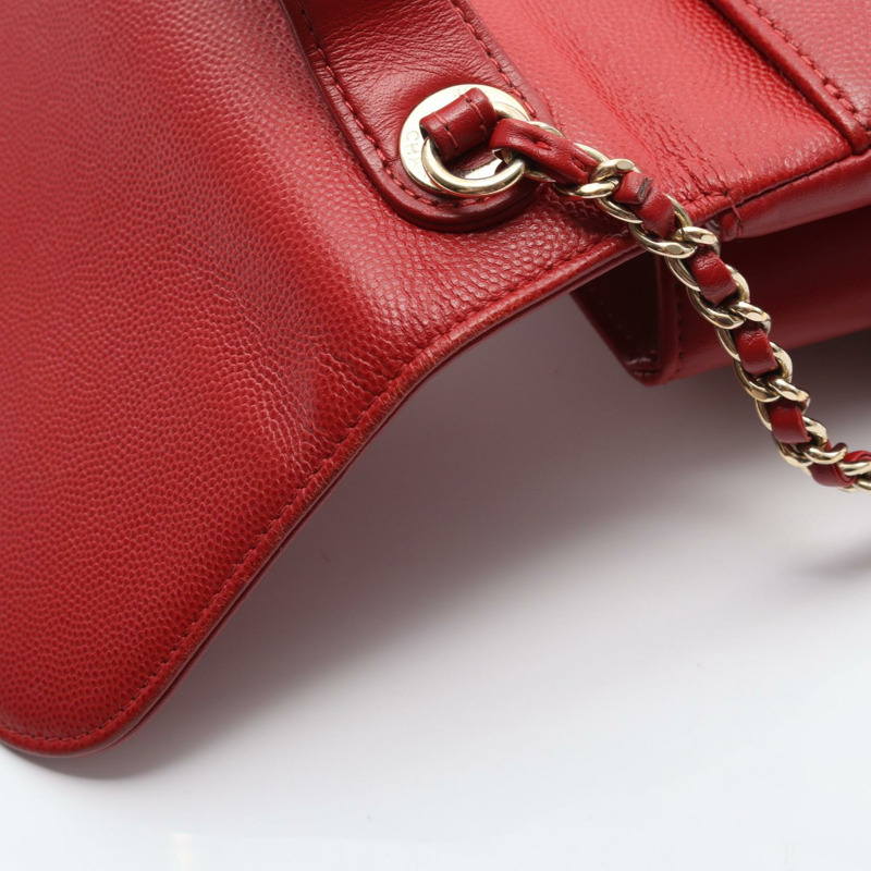 香奈兒 Business Affinity Matelasse 斜背包 A93749 皮革 紅色 GHW CC-7