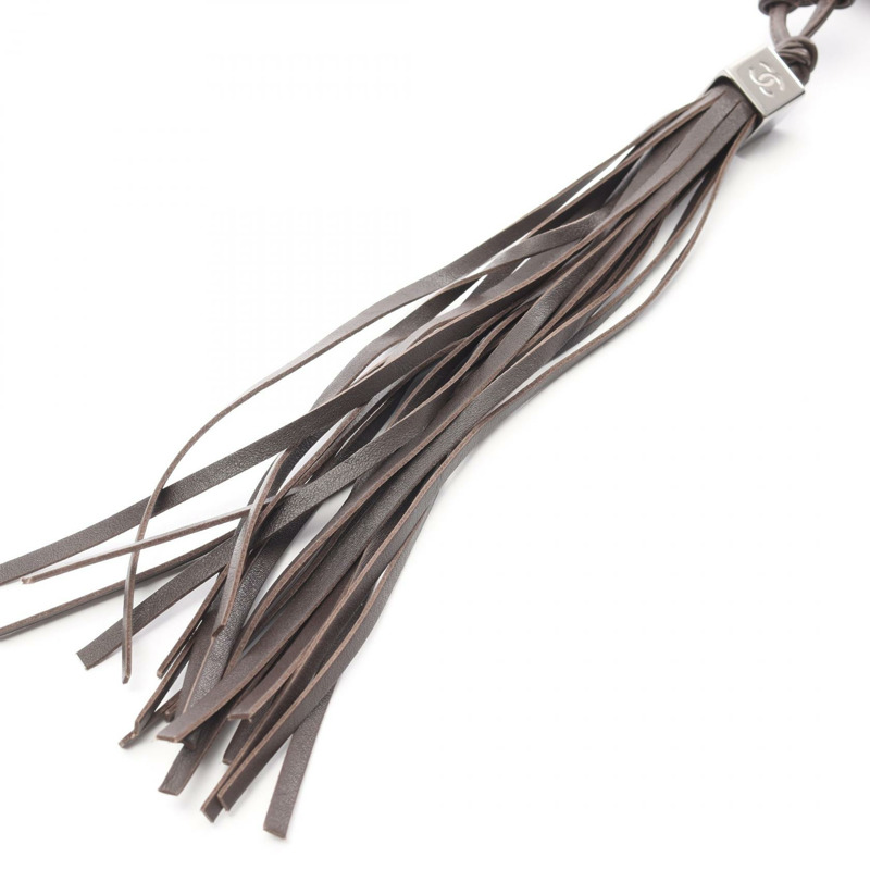 香奈兒巧克力棒縫線肩背包，黑色皮革，流蘇裝飾，二手女款-11