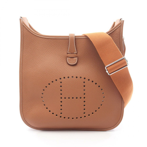 愛馬仕 Evelyne 3 PM 肩挎包，金色 Taurillon Clemence 皮革，二手 SHW 皮革