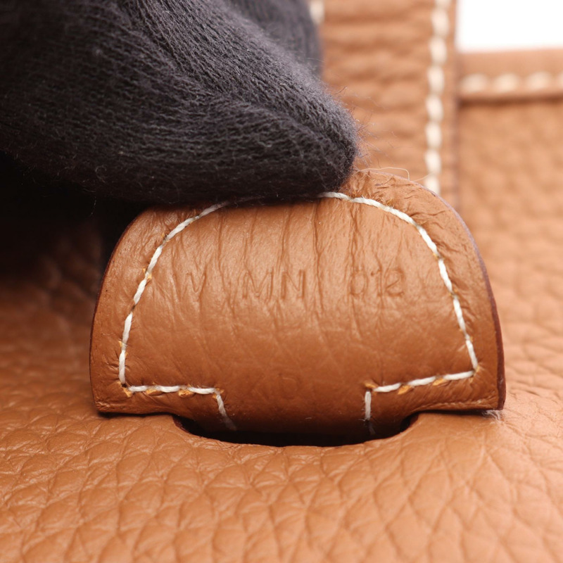 愛馬仕 Evelyne 3 PM 肩挎包，金色 Taurillon Clemence 皮革，二手 SHW 皮革-4