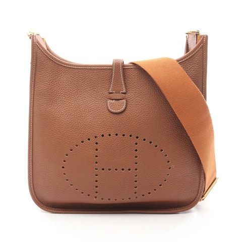 愛馬仕 Evelyne Trois PM 肩背包，Clemence 皮革，金色，二手，女士款，B GHW