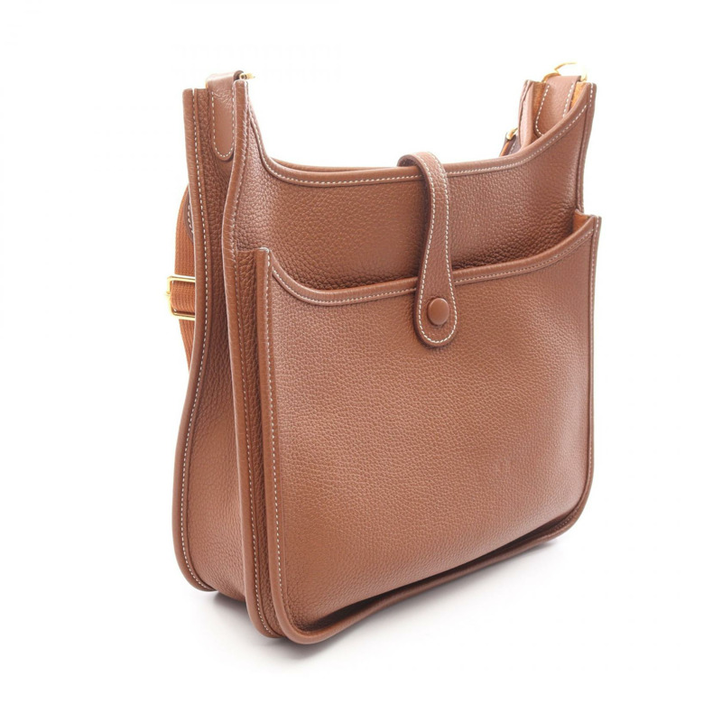 愛馬仕 Evelyne Trois PM 肩背包，Clemence 皮革，金色，二手，女士款，B GHW-1