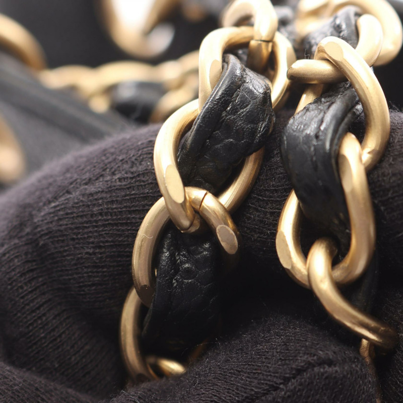 香奈兒 (CHANEL) Matelasse 鏈條手提包 A15688 小牛皮 黑色 二手 女士 金色五金-8