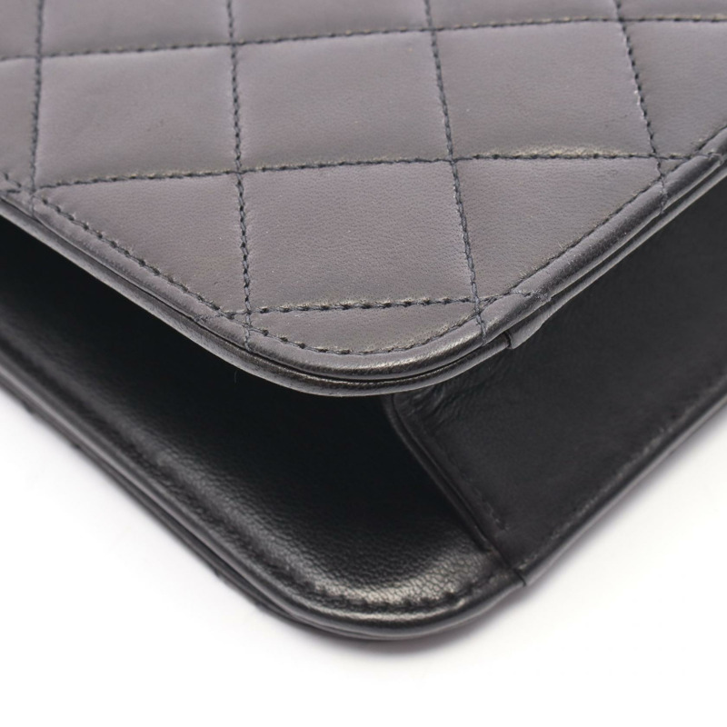 香奈兒 (CHANEL) 絎縫全翻蓋鏈條單肩背包，羊皮材質，黑色，二手，女士款，金色五金-6