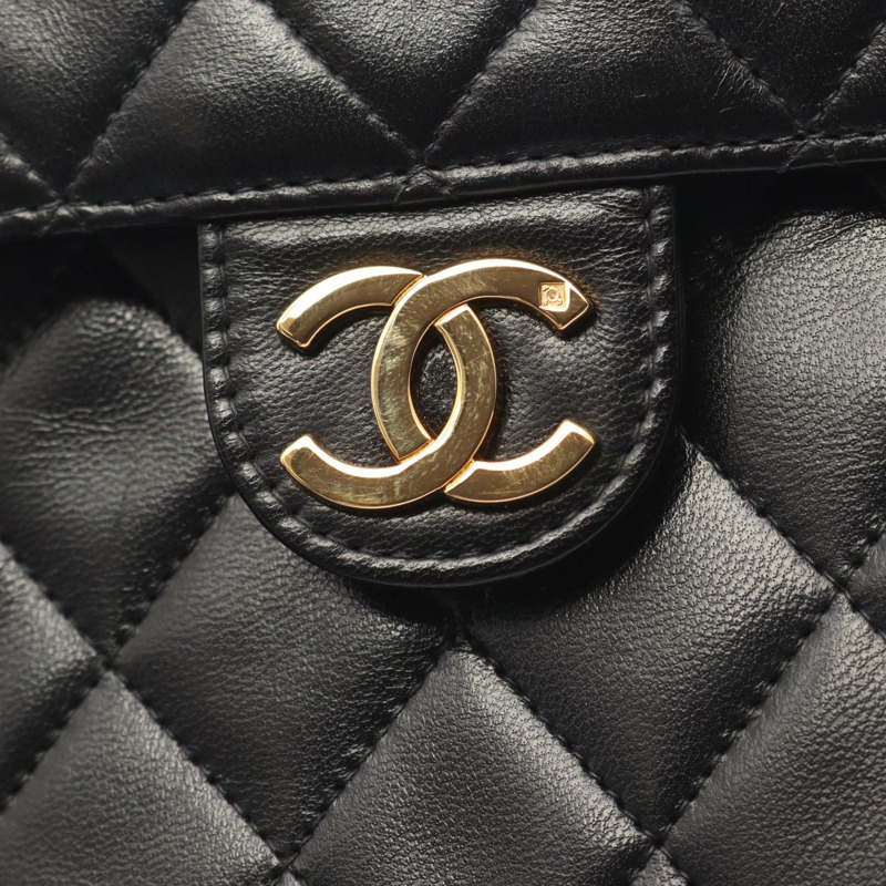 香奈兒 (CHANEL) 絎縫鏈條單肩包，羊皮材質，黑色，二手，女士款，金色五金-6