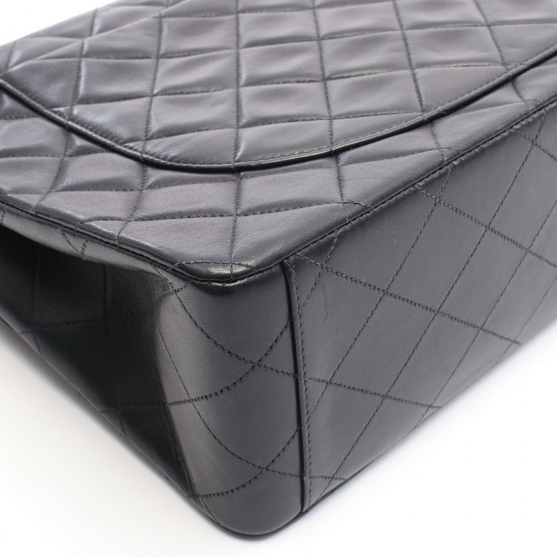 香奈兒 Jumbo Matelasse 34 單翻蓋鏈條肩背包，羊皮材質，黑色，二手，金色五金-8