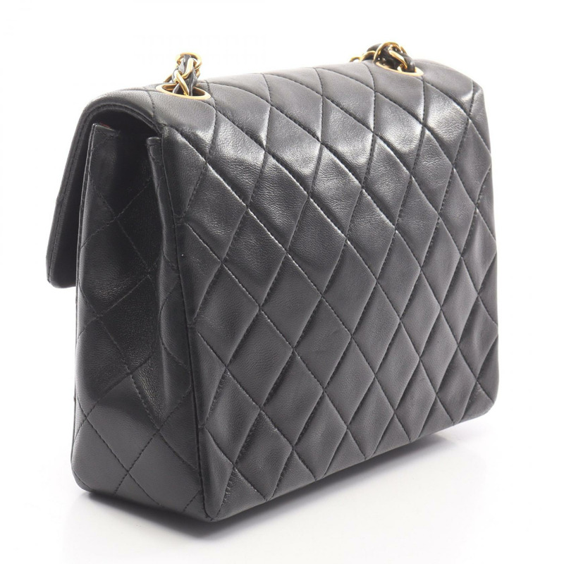 香奈兒迷你Matelasse 20鏈條斜挎包，羊皮材質，黑色，二手，金色五金-1