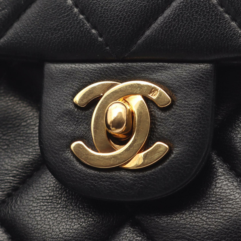 香奈兒迷你Matelasse 20鏈條斜挎包，羊皮材質，黑色，二手，金色五金-5