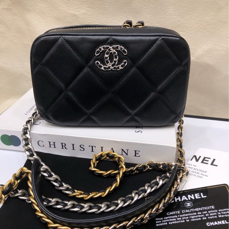 Chanel 香奈儿 黑金19bag 菱格相机包 32开 有卡-0
