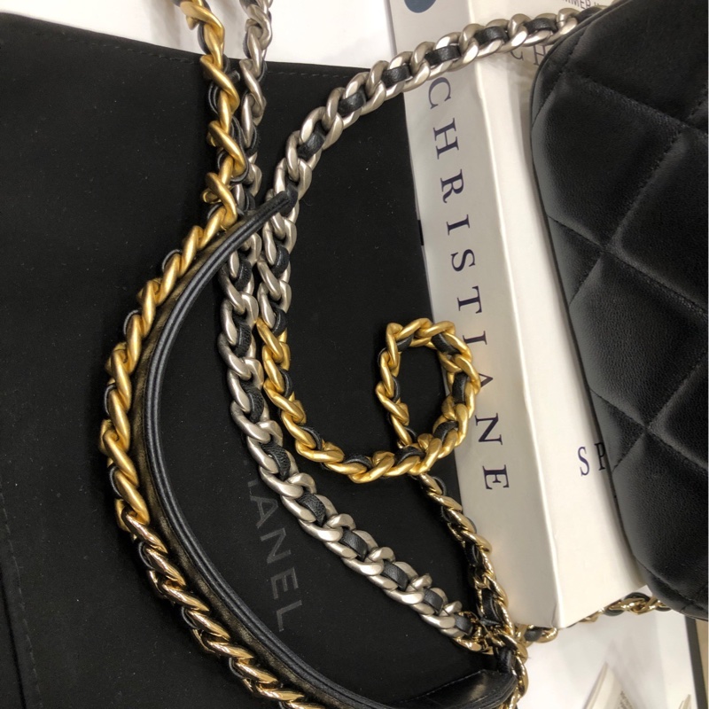 Chanel 香奈儿 黑金19bag 菱格相机包 32开 有卡-9