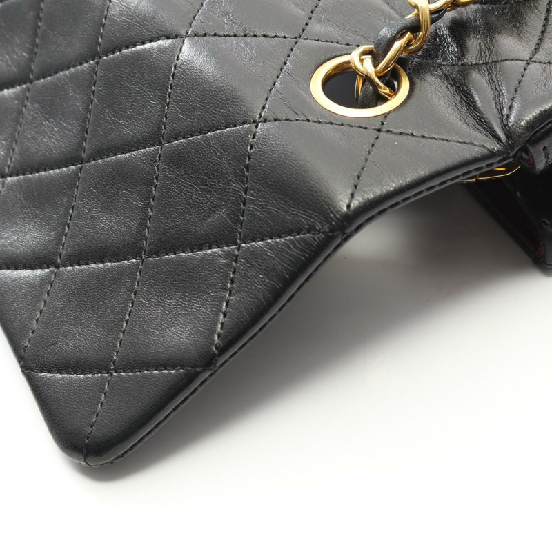 香奈兒迷你Matelasse 20鏈條斜挎包，羊皮材質，黑色，二手，金色五金-8