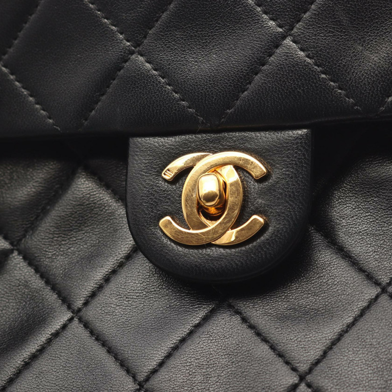 香奈兒迷你Matelasse 20鏈條斜挎包，羊皮材質，黑色，二手，金色五金-7