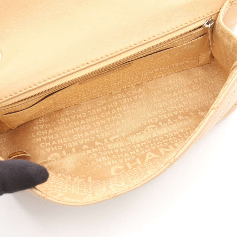 香奈兒 2.55 野性縫線鏈條單肩包 羊皮 米色 二手 女士 COCO CC-2