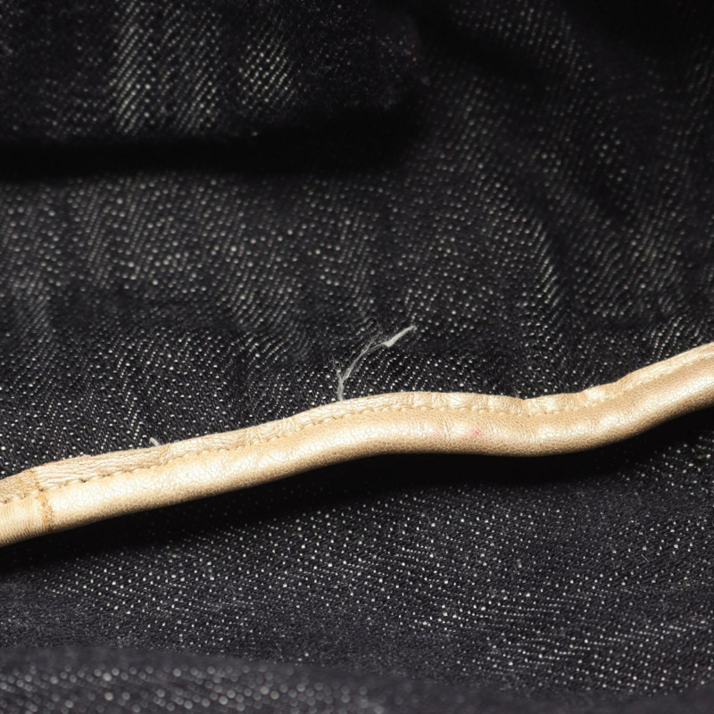 香奈兒閃亮牛仔布 COCO 標誌肩背手提包，海軍藍牛仔布，二手女款，金色五金-5