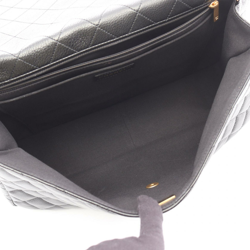 香奈兒 Maxi Flap 絎縫鏈條肩背包，小牛皮材質，黑色，二手，女士款，金色五金-2