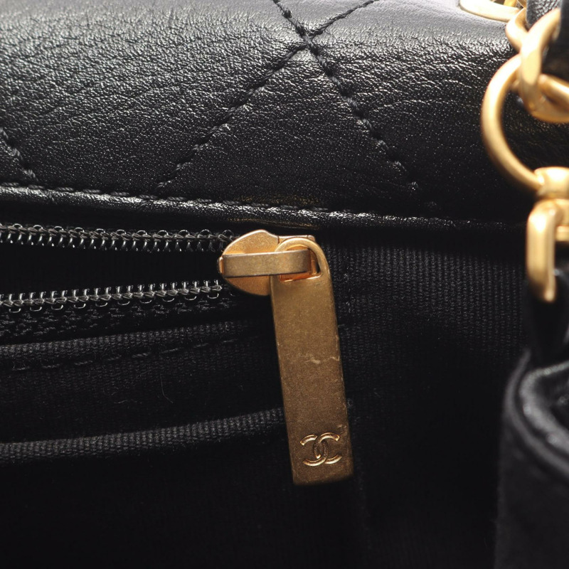 香奈兒 Maxi Flap 絎縫鏈條肩背包，小牛皮材質，黑色，二手，女士款，金色五金-5