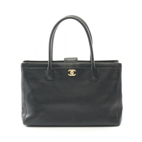 香奈兒 (CHANEL) 女士黑色小牛皮行政手提包，金色五金配件，COCO CC 標誌