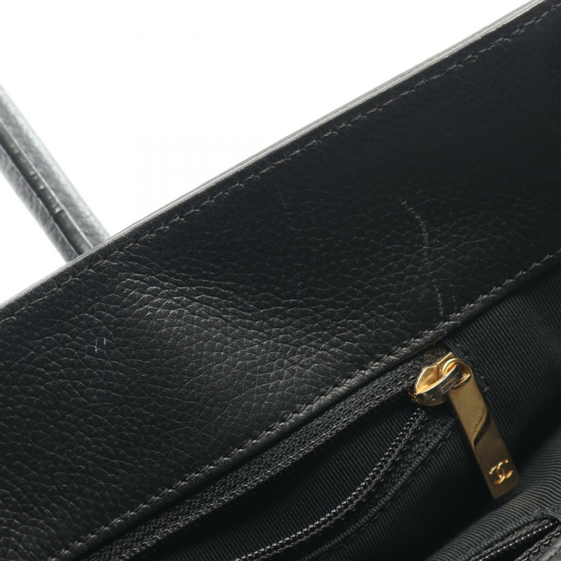 香奈兒 (CHANEL) 女士黑色小牛皮行政手提包，金色五金配件，COCO CC 標誌-9