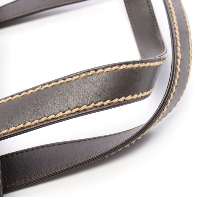 香奈兒 (CHANEL) 棕色真皮野性縫線手提包，二手女款，金色五金配件-8