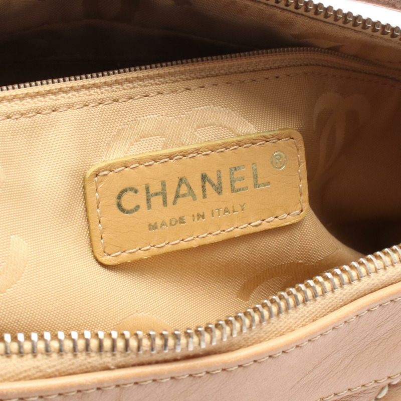 香奈兒 (CHANEL) 野性縫線 COCO 標誌鏈條肩背包，棕色皮革，二手，女士，金色五金-3