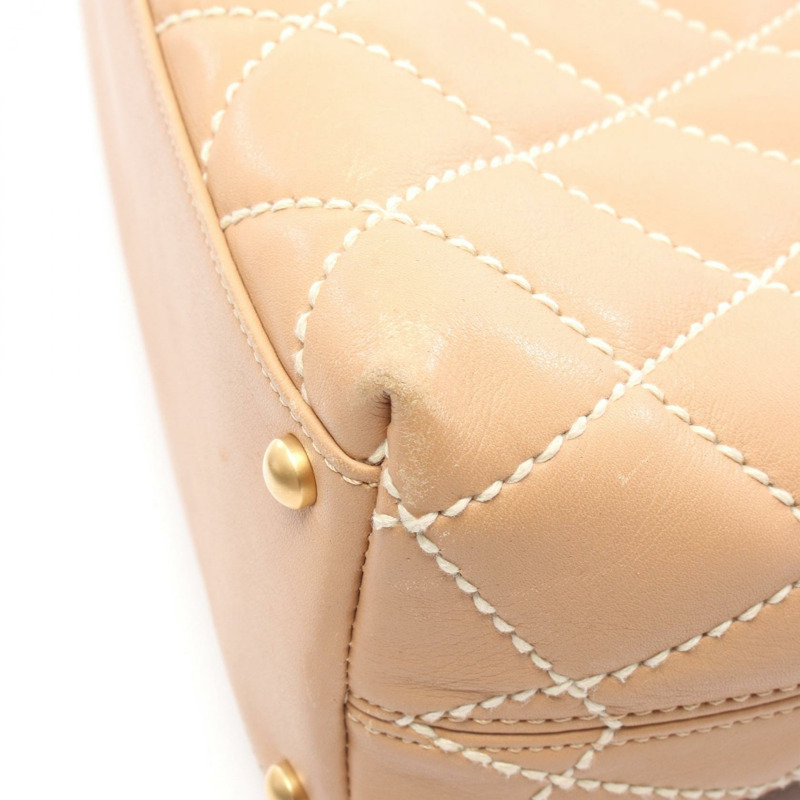 香奈兒 (CHANEL) 野性縫線 COCO 標誌鏈條肩背包，棕色皮革，二手，女士，金色五金-7