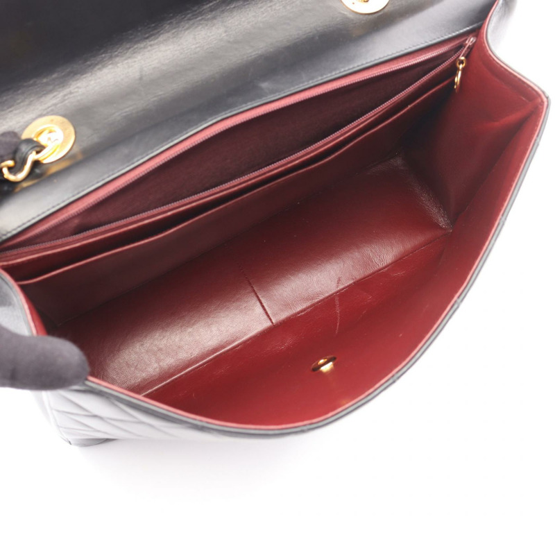 香奈兒 (CHANEL) Matelasse Jumbo COCO Mark 鏈條肩背包，羊皮材質，黑色，二手，金色五金，CC-2