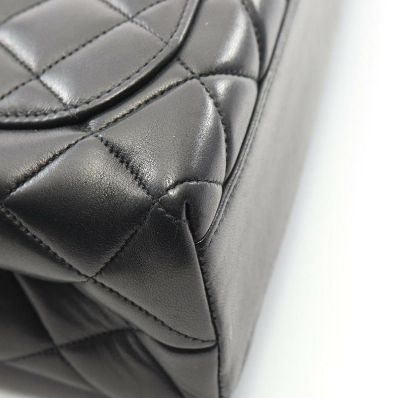 香奈兒 (CHANEL) Matelasse 頂部手柄手提包，羊皮材質，黑色，二手，女士，金色五金配件，COCO-7