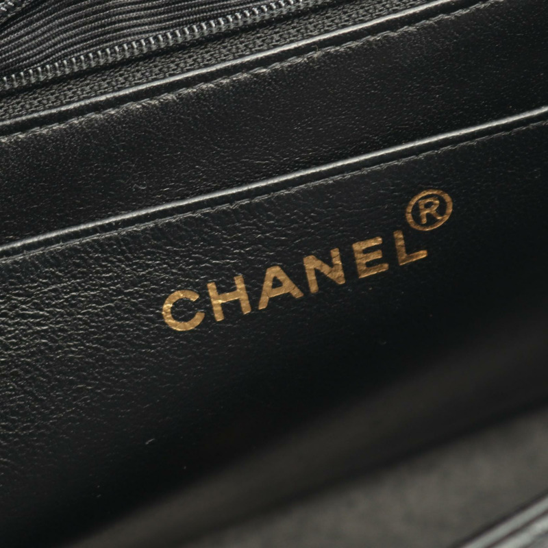香奈兒 (CHANEL) Matelasse 單翻蓋鏈條肩背包，羊皮材質，黑色，二手，女士款，金色五金-3