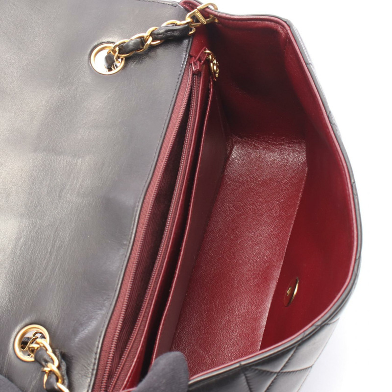 香奈兒 (CHANEL) 絎縫 Diana 翻蓋鏈條肩背斜背包 A01165 羊皮 BK GHW-2