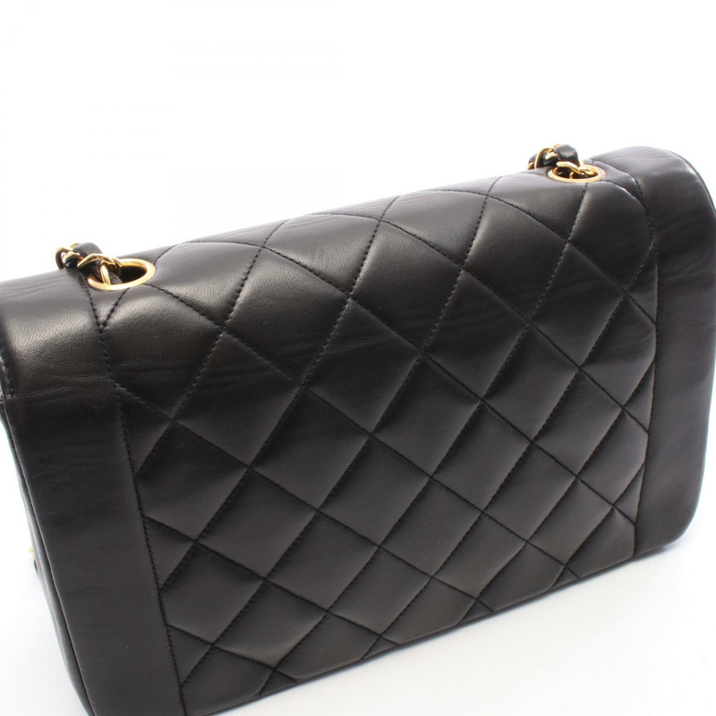 香奈兒 (CHANEL) 絎縫 Diana 翻蓋鏈條肩背斜背包 A01165 羊皮 BK GHW-6