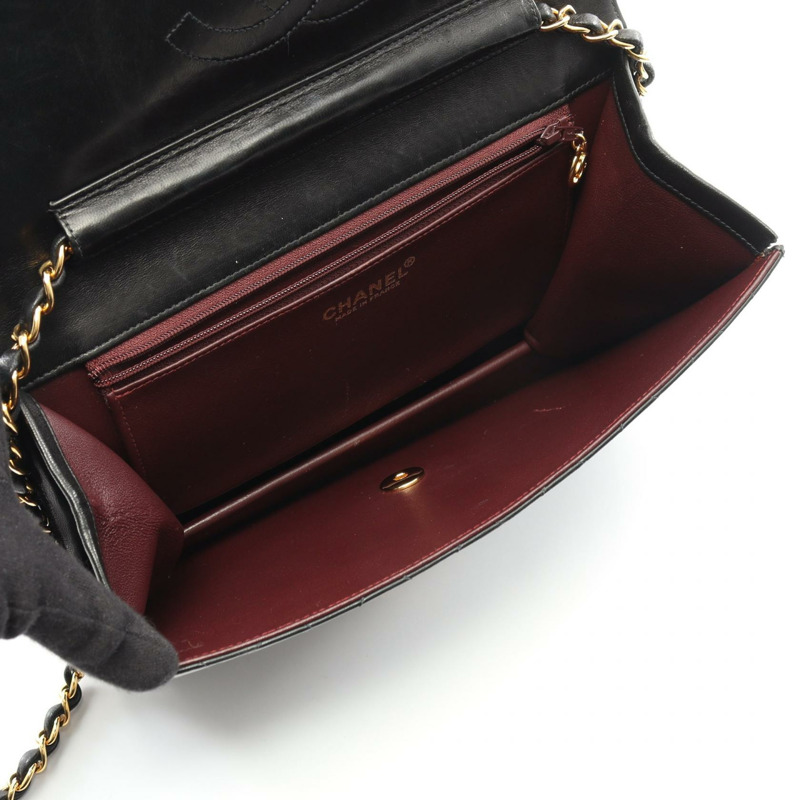 香奈兒 (CHANEL) Matelasse 單翻蓋鏈條肩背包，羊皮材質，黑色，二手，金色五金，女士 CC-2