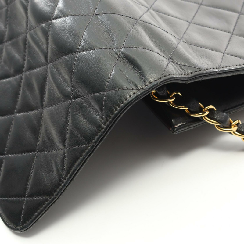 香奈兒 (CHANEL) Matelasse 單翻蓋鏈條肩背包，羊皮材質，黑色，二手，金色五金，女士 CC-10