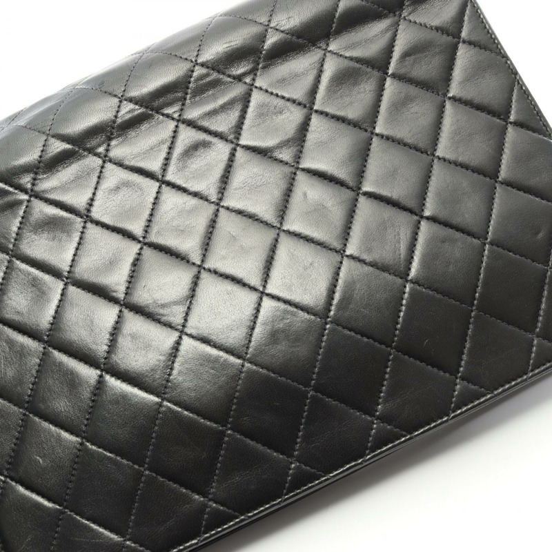 香奈兒 (CHANEL) Matelasse 單翻蓋鏈條肩背包，羊皮材質，黑色，二手，金色五金，女士 CC-11