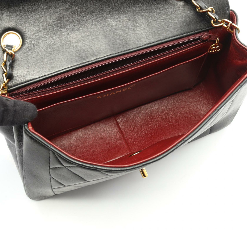 香奈兒 (CHANEL) 絎縫 Diana 翻蓋鏈條斜背包 A01165 羊皮 GHW BK-2