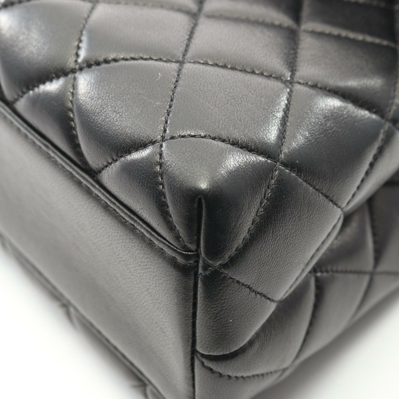 香奈兒 (CHANEL) Matelasse 羊皮手提包，黑色，二手，女士，金色五金-6