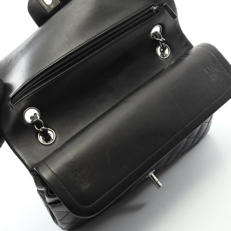 香奈兒 (CHANEL) Matelasse W 翻蓋鏈條單背包 A01112 羊皮黑色二手女士 COCO-5