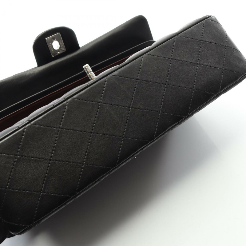 香奈兒 (CHANEL) Matelasse W 翻蓋鏈條單背包 A01112 羊皮黑色二手女士 COCO-7