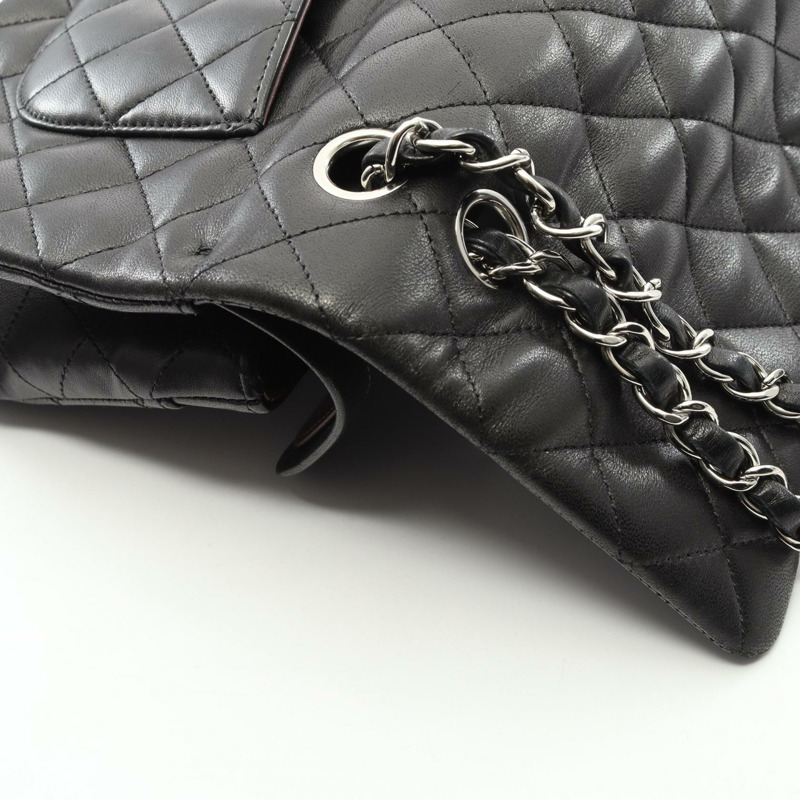 香奈兒 (CHANEL) Matelasse W 翻蓋鏈條單背包 A01112 羊皮黑色二手女士 COCO-9