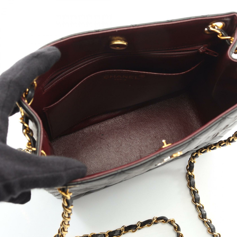 香奈兒 (CHANEL) Matelasse Tote 鏈條單肩手提包，羊皮黑色，二手女士 COCO CC-2