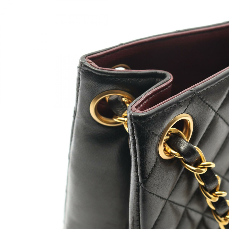 香奈兒 (CHANEL) Matelasse Tote 鏈條單肩手提包，羊皮黑色，二手女士 COCO CC-8