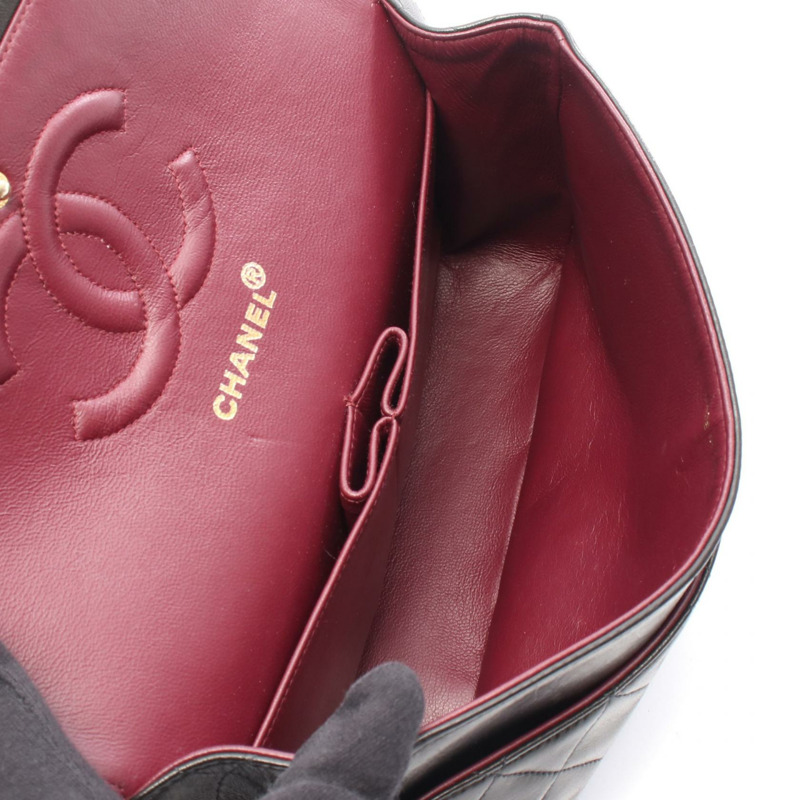 香奈兒 (CHANEL) Matelasse W 翻蓋肩背包 A01112 羊皮 黑色 二手 金色五金-2