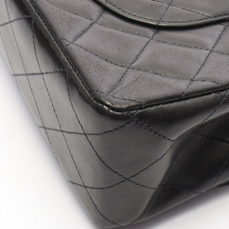 香奈兒 (CHANEL) Matelasse W 翻蓋肩背包 A01112 羊皮 黑色 二手 金色五金-7