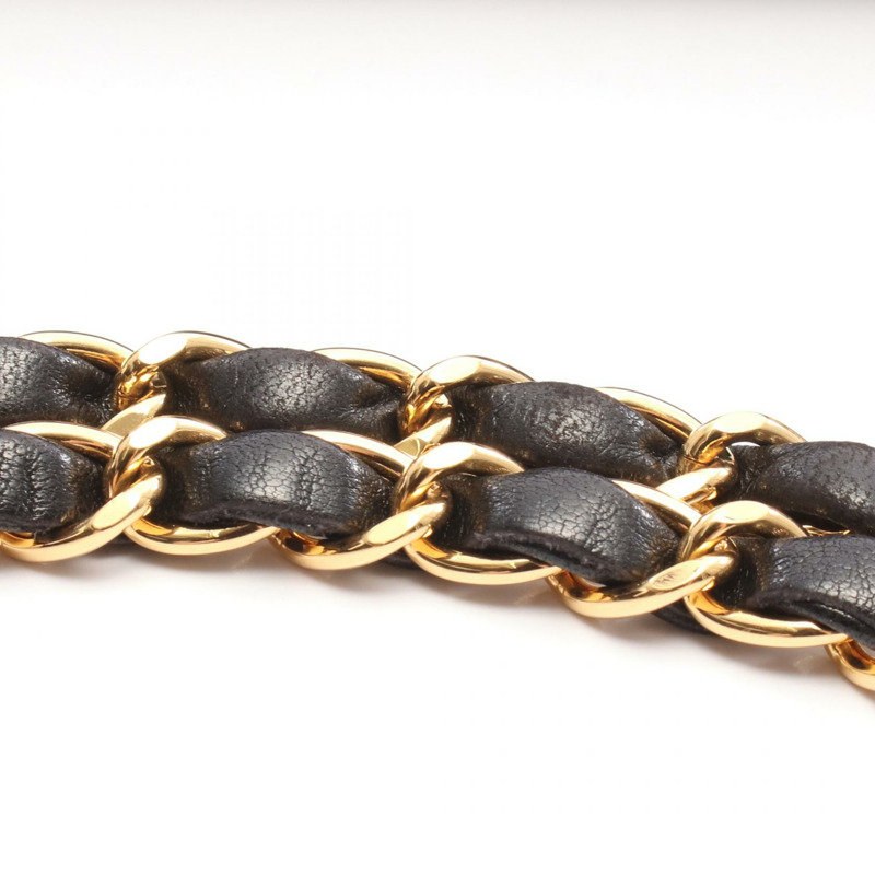 香奈兒 (CHANEL) Matelasse W 翻蓋肩背包 A01112 羊皮 黑色 二手 金色五金-9