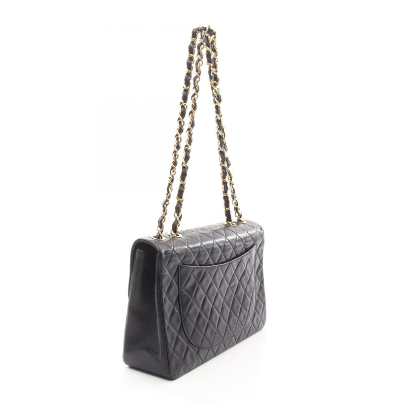 香奈兒 Jumbo Matelasse 34 鏈條肩背包 A01094 羊皮黑 二手 金色五金-1