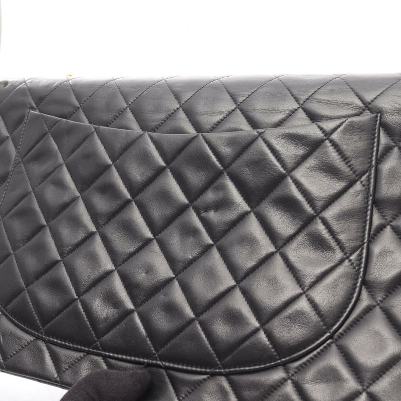 香奈兒 Jumbo Matelasse 34 鏈條肩背包 A01094 羊皮黑 二手 金色五金-8