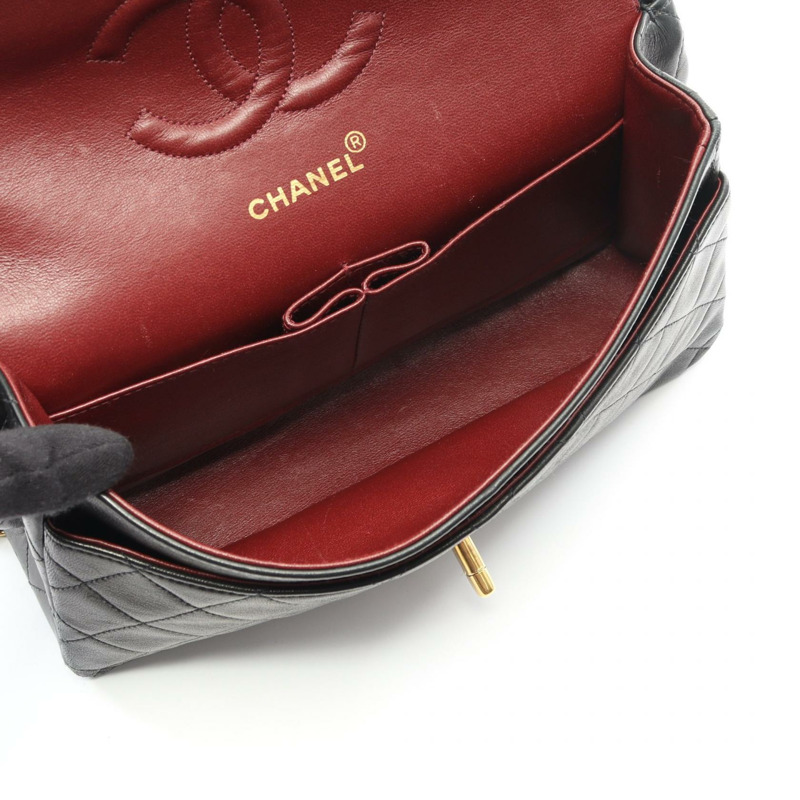 香奈兒 (CHANEL) Matelasse W 翻蓋鏈條單肩背包 A01112 羊皮 BK 二手 GHW-2