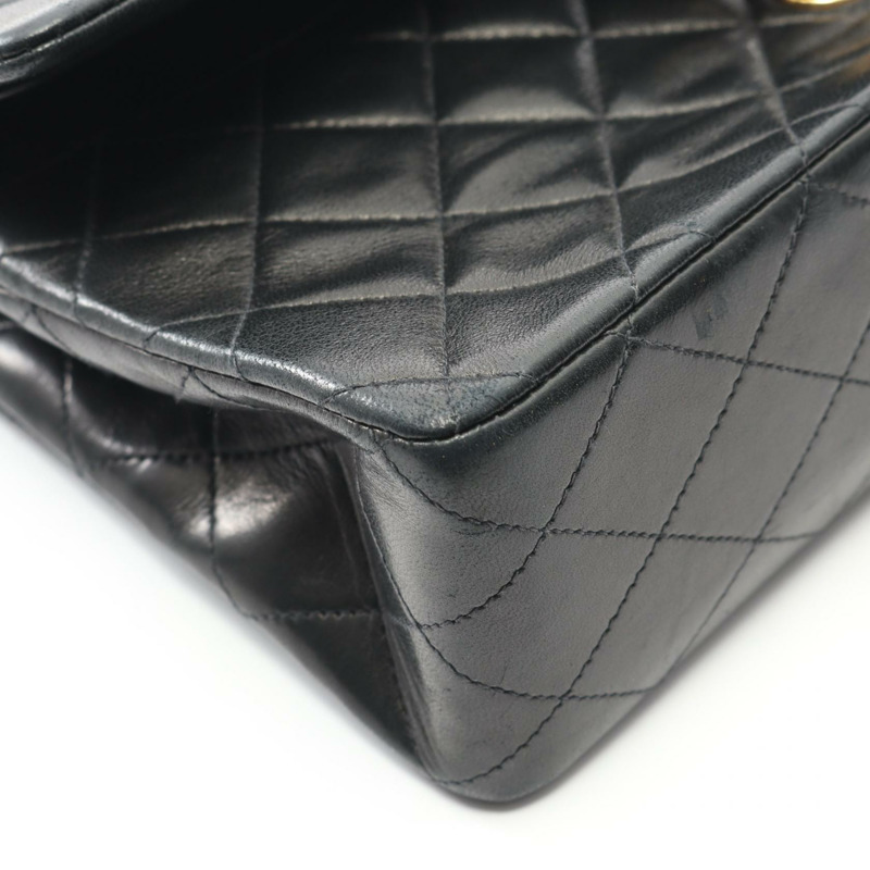 香奈兒 (CHANEL) Matelasse W 翻蓋鏈條單肩背包 A01112 羊皮 BK 二手 GHW-6